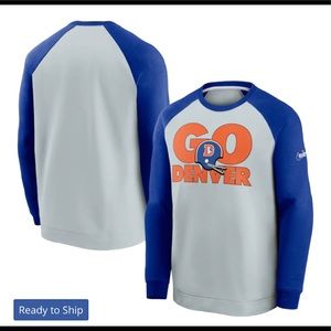 Men's Denver Broncos Nike Fan Gear Throwback Go Helmet Sweatshirt sz small